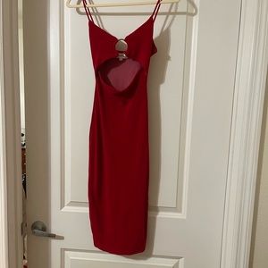 Red cutout midi dress